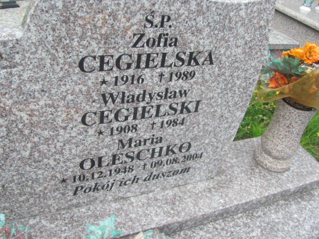 Zofia Cegielska 1915 Moszczenica - Grobonet - Wyszukiwarka osób pochowanych