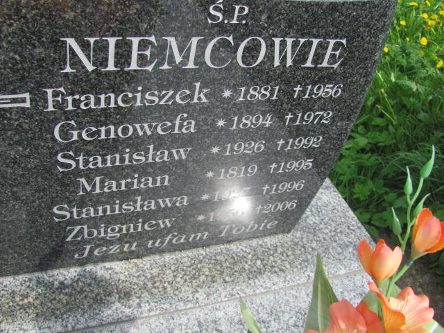 Zbigniew Niemiec 1955 Moszczenica - Grobonet - Wyszukiwarka osób pochowanych