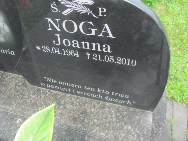Joanna Noga  1964 Moszczenica - Grobonet - Wyszukiwarka osób pochowanych